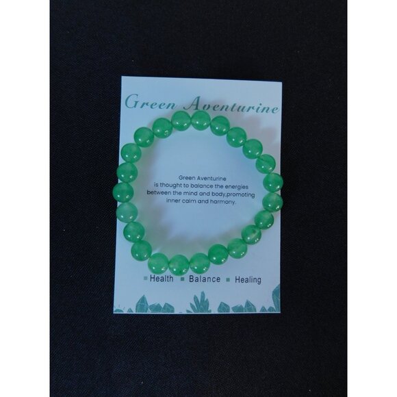 Green Aventurine Bracelet 8mm Stretch - New - Witchcore Earth - Picture 3 of 13